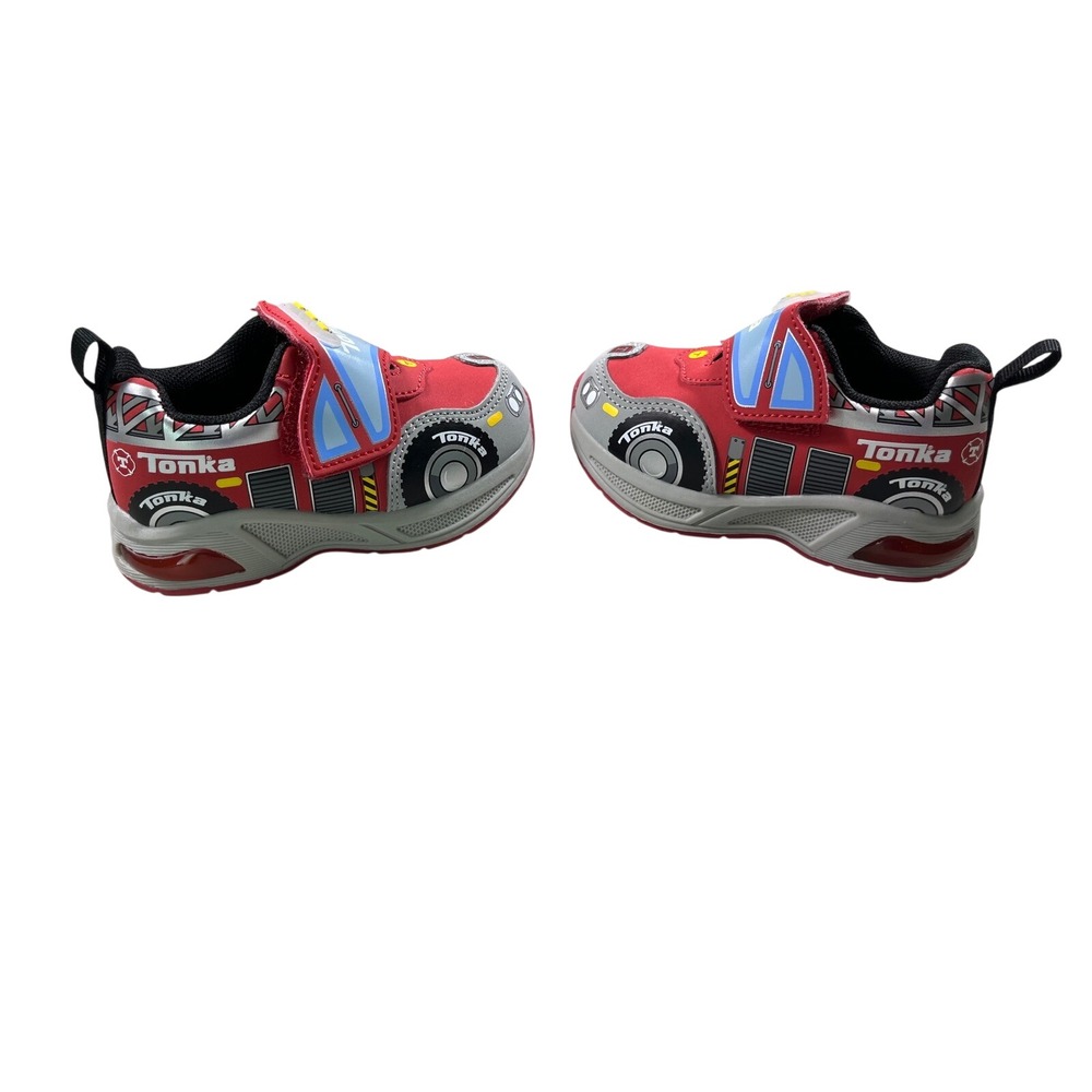 Tonka Light Up Truck Sneakers Toddler Size 7 Red Hook & Loop Shoes - Picture 4 of 5